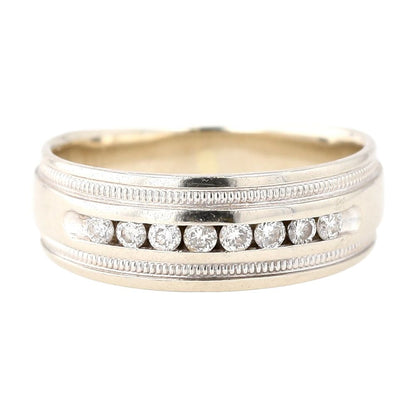 .25 ct 14K White Gold Channel Set Round Diamond Milgrain Design Band