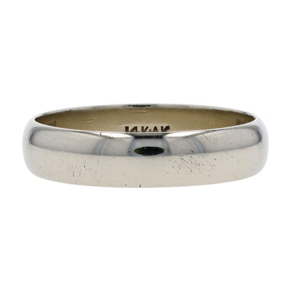 14K White Gold Plain Band