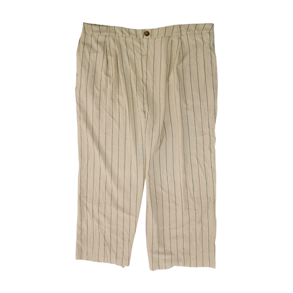 Beige Plus Size Striped Wide Leg Pants