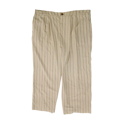 Beige Plus Size Striped Wide Leg Pants
