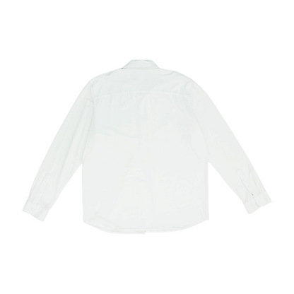 White Tall Solid Long Sleeve Button Down