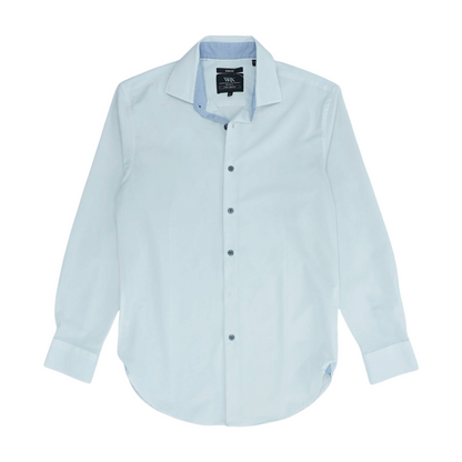 White Solid Long Sleeve Button Down