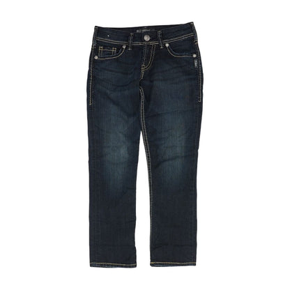 Navy Solid Capri Jeans