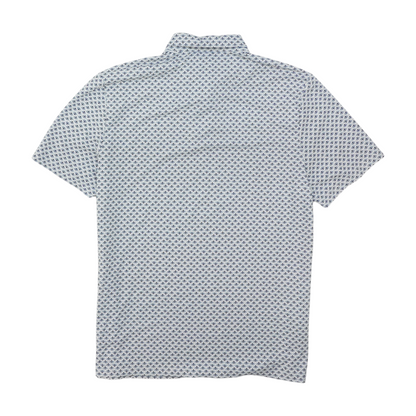 White Print Short Sleeve Polo