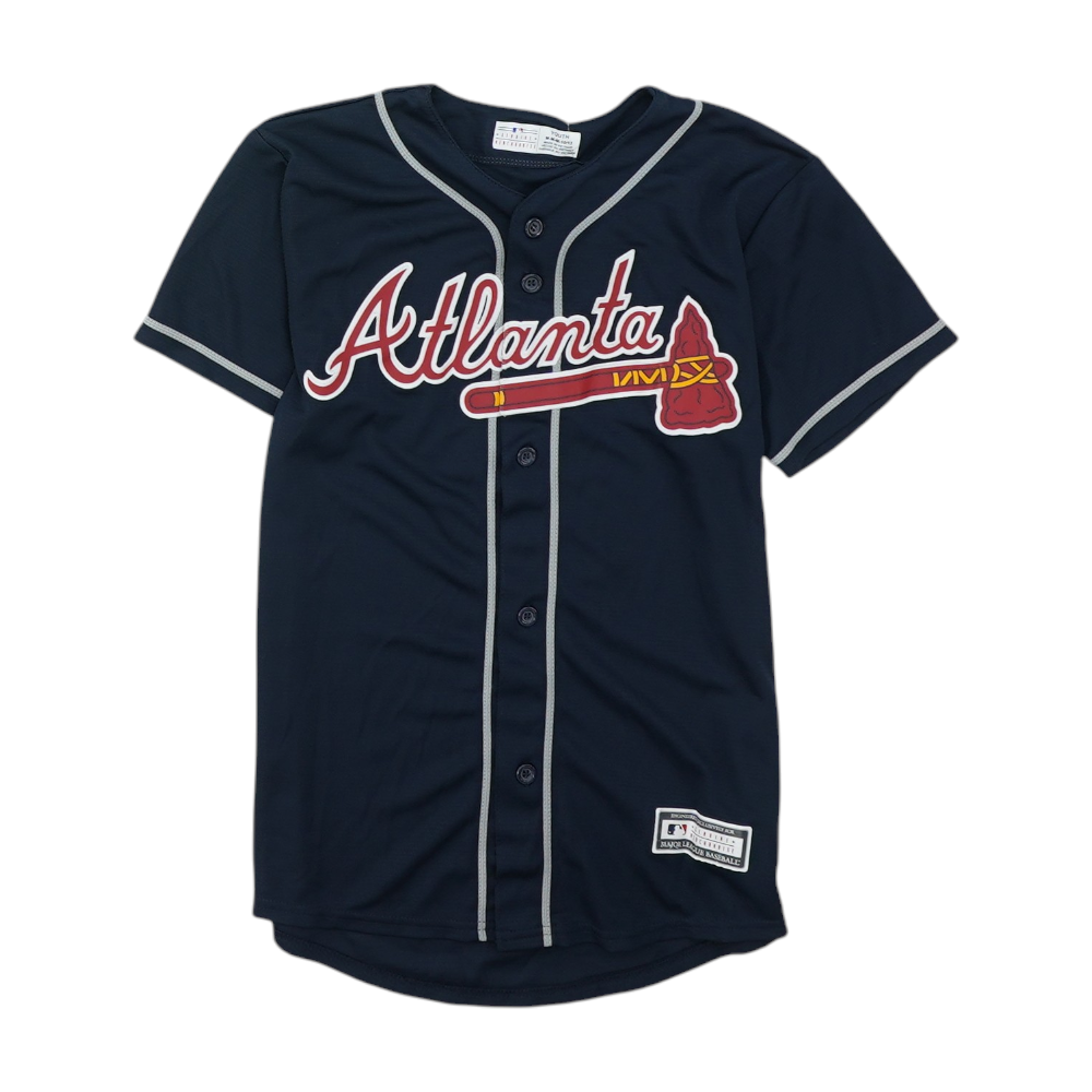 Boys' Navy Atlanta Braves Short Sleeve Jersey