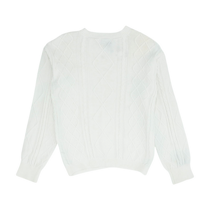 White Solid Pullover Sweater