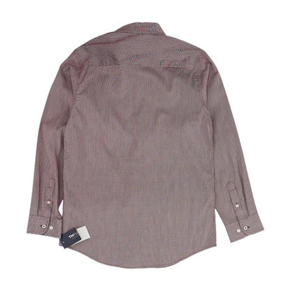 Maroon Houndstooth Long Sleeve Button Down
