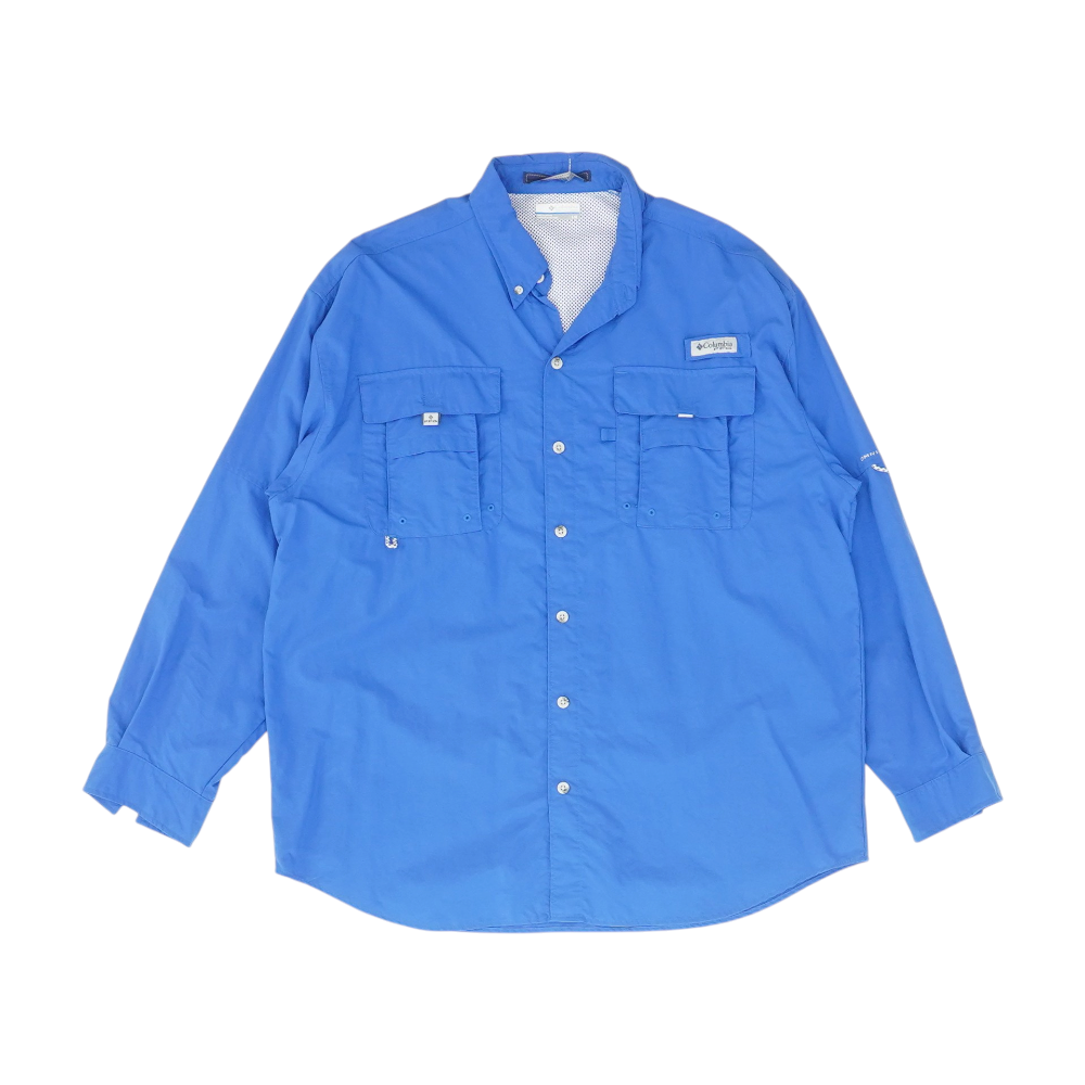 Blue Solid Outdoor Button Down