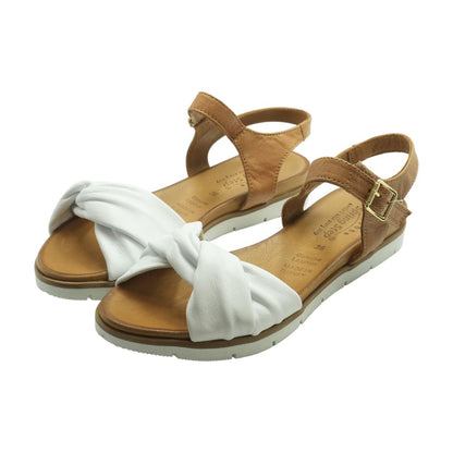 Brown and White Flat Sandals