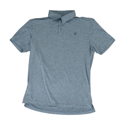 Blue Solid Short Sleeve Polo