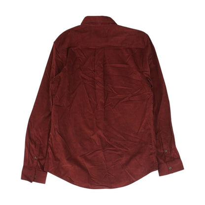 Maroon Solid Long Sleeve Button Down