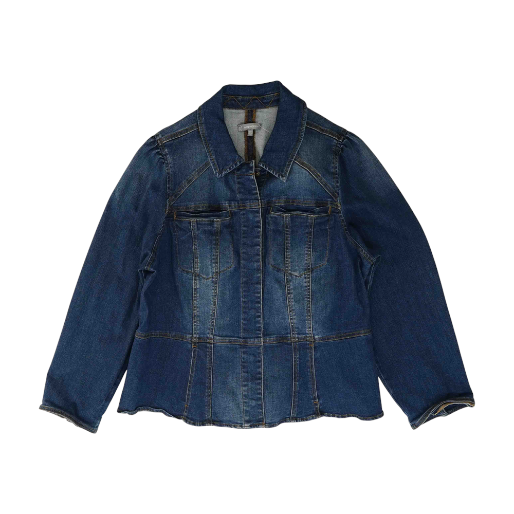 Blue Plus Size Solid Denim Jacket