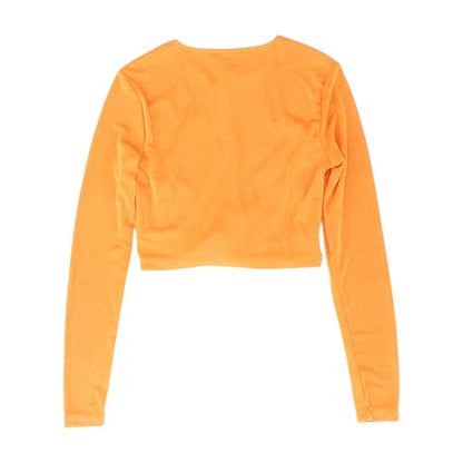 Orange Solid Long Sleeve Blouse