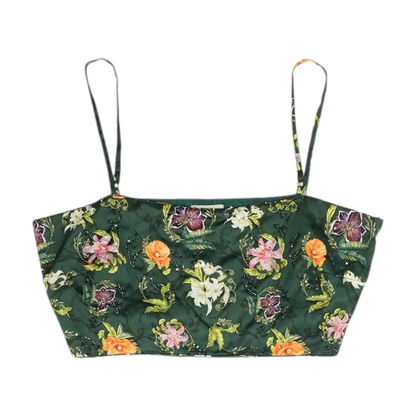 Green Floral Cropped Blouse