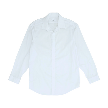 White Solid Long Sleeve Button Down