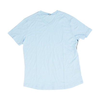 Blue Solid V Neck T-Shirt