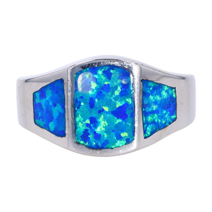 Sterling Silver Created Opal Fashion Ring