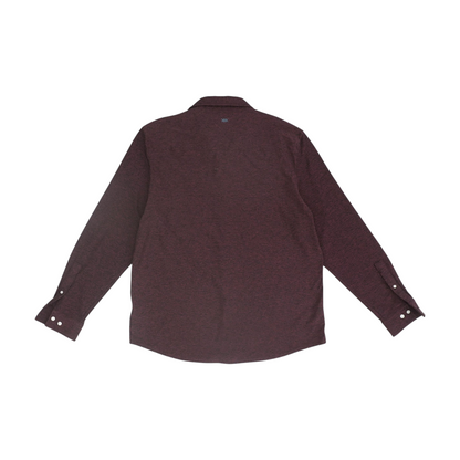 Maroon Solid Long Sleeve Button Down