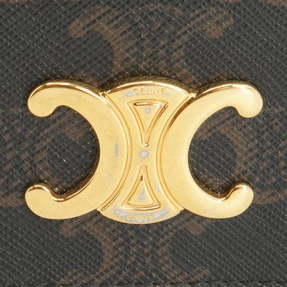 Tan Triomphe Compact Wallet in Triomphe Canvas