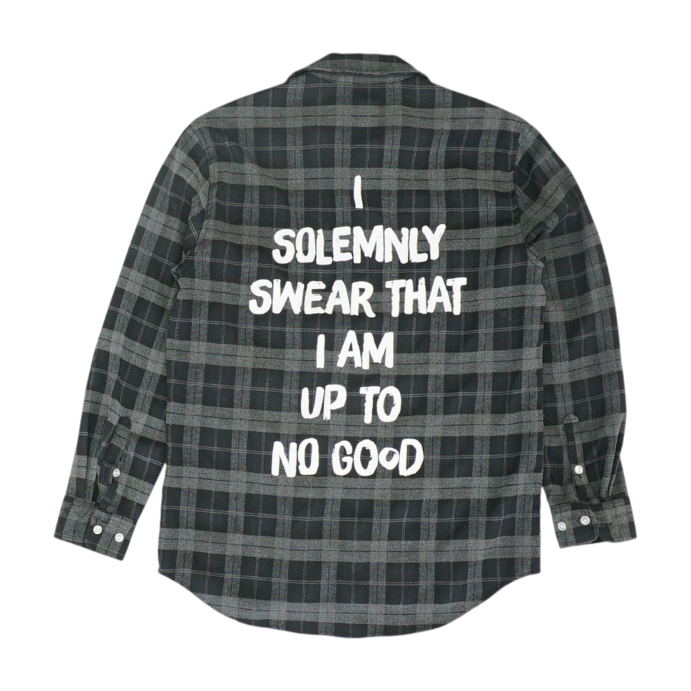Gray Plaid Flannel Button Down