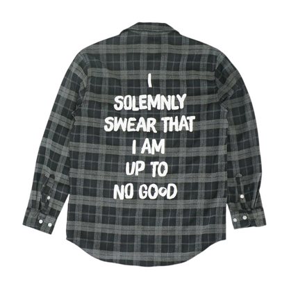 Gray Plaid Flannel Button Down