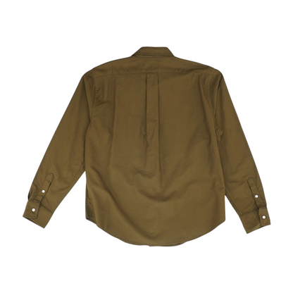Brown Solid Long Sleeve Button Down