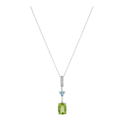 14K White Gold Peridot Pendant Necklace