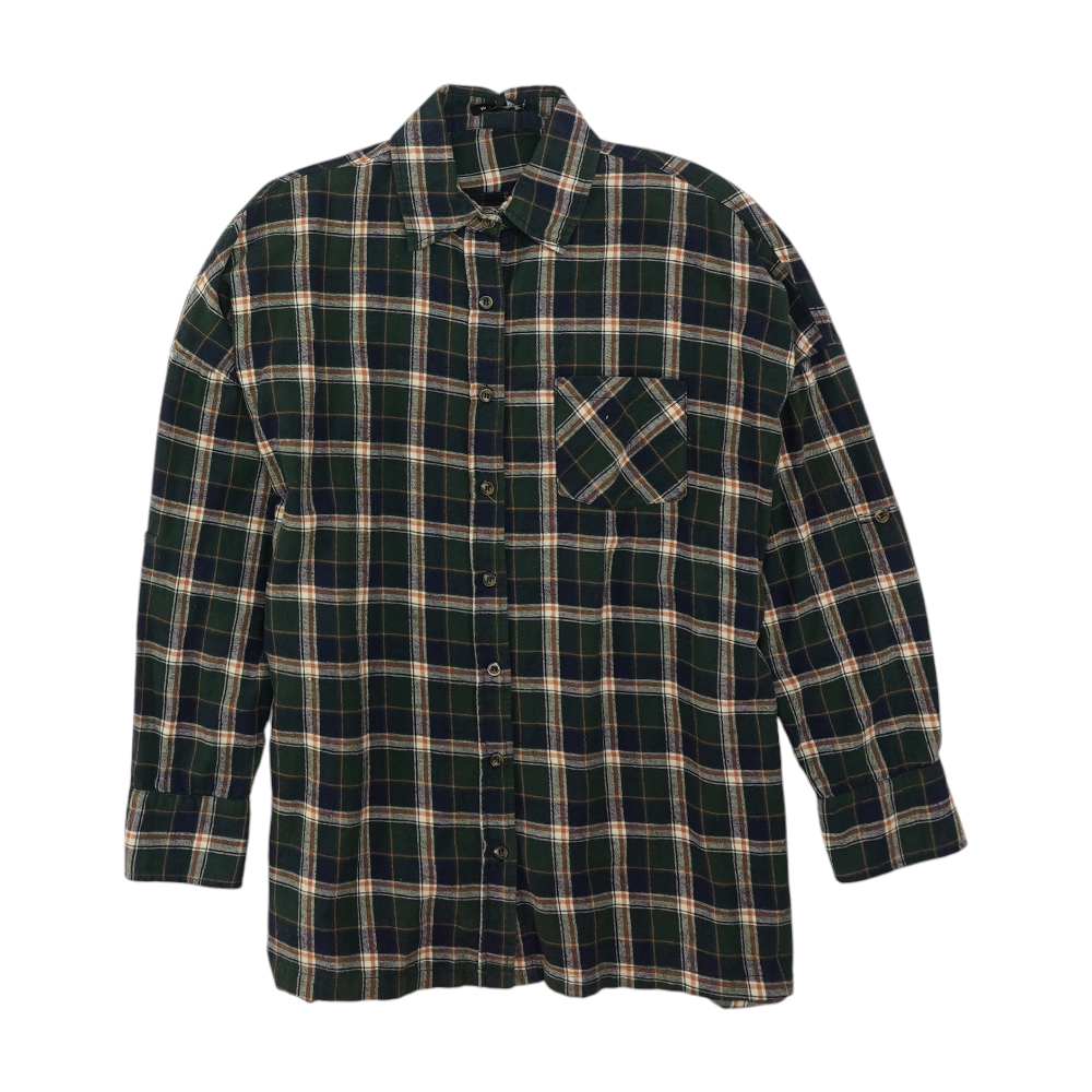 Green Plaid Flannel Button Down