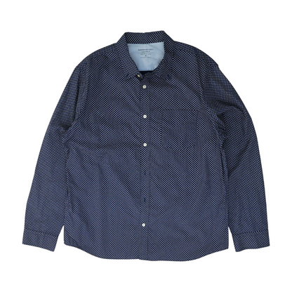 Navy Polka Dot Long Sleeve Button Down