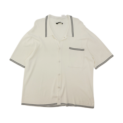 White Solid Short Sleeve Button Down