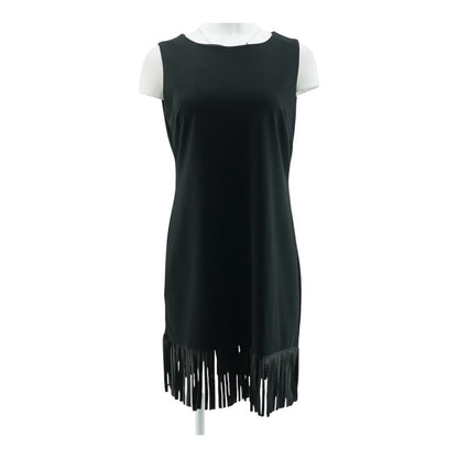 Black Solid Midi Dress