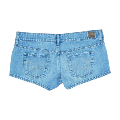 Blue Solid Denim Shorts