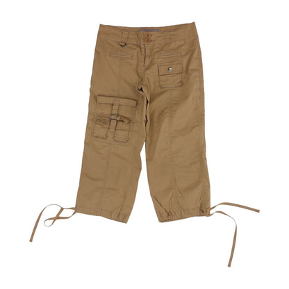 Khaki Solid Capri Pants