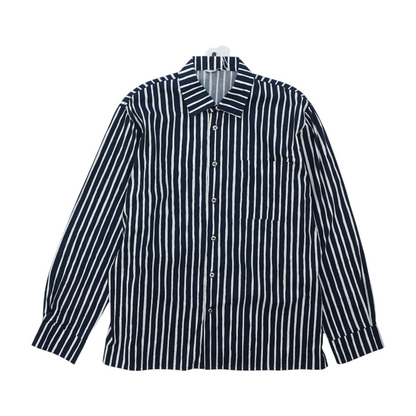 Navy Striped Long Sleeve Button Down