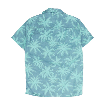 Blue Tropical Short Sleeve Button Down