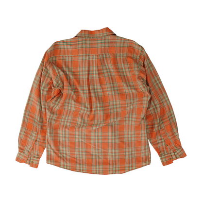 Coral Plaid Long Sleeve Button Down