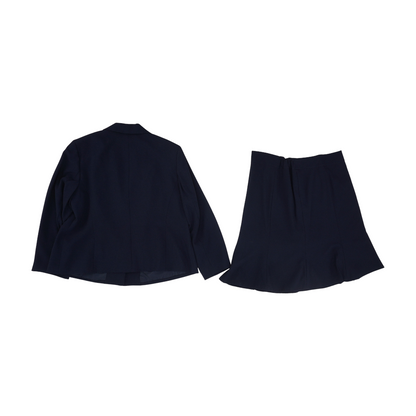 Navy Plus Solid Skirt Suit