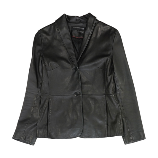 Black Solid Leather Jacket