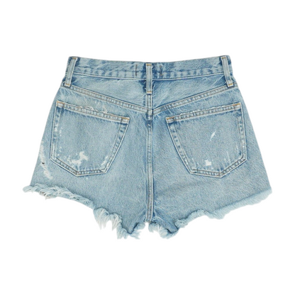 Blue Solid Denim Shorts