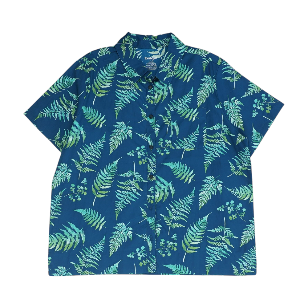 Navy Print Button Down