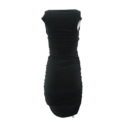 Black Solid Midi Dress