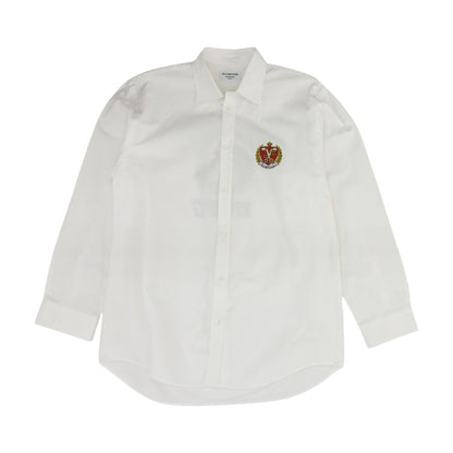 White 2021 College-Logo Embroidered Ls Button Down