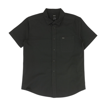 Black Solid Short Sleeve Button Down