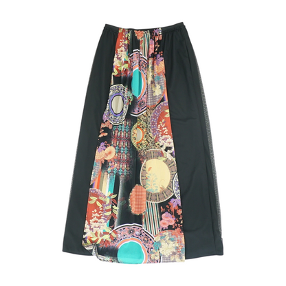 Black Abstract Maxi Skirt