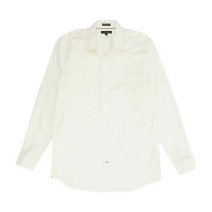 White Solid Long Sleeve Button Down