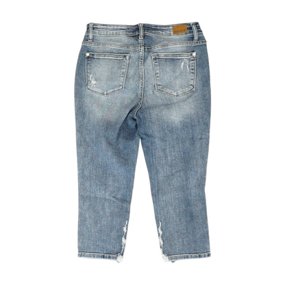 Blue Solid Denim Capris