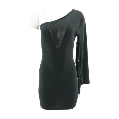 Black Solid Midi Dress