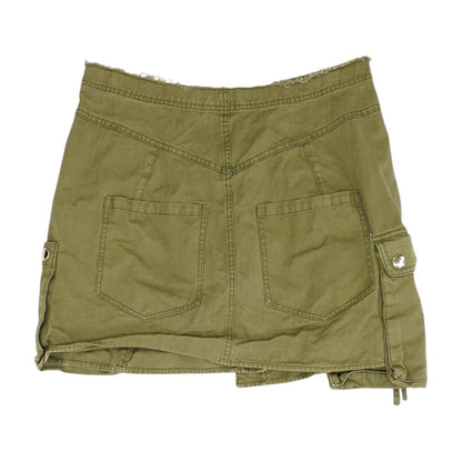 Green Solid Mini Skirt