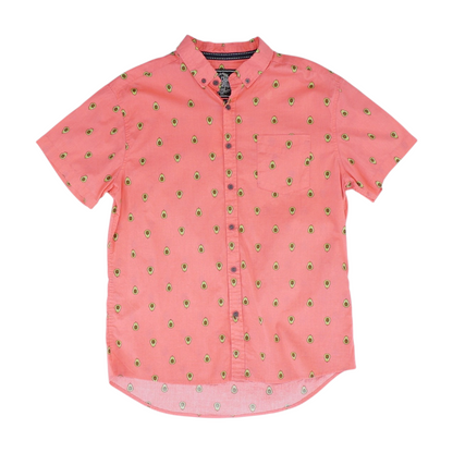 Pink Print Short Sleeve Button Down