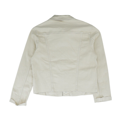 Beige Solid Denim Jacket